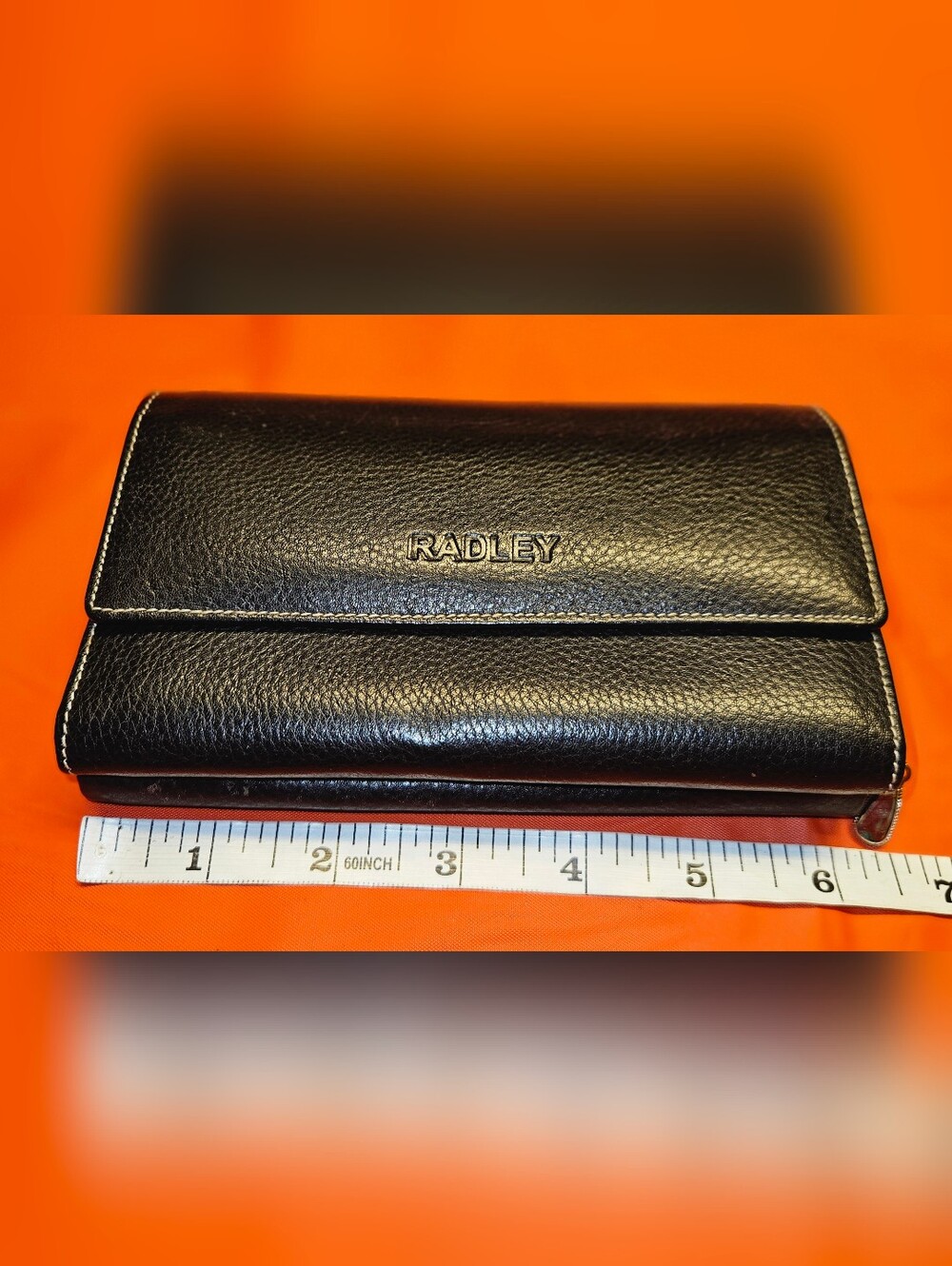 Radley London Flap Over Wallet 6"×4" Black Pebbled Surface Zip Around Exterior
